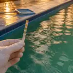 Produit miracle eau verte piscine, analyse bandelette