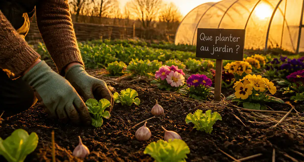 que peut on planter dans le jardin en ce moment mains plantant laitues et bulbes