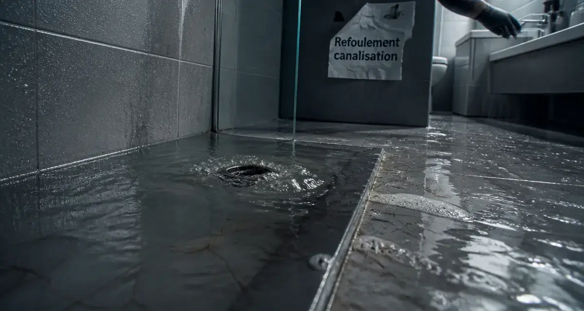 Refoulement canalisation : eau trouble de douche qui remonte et déborde