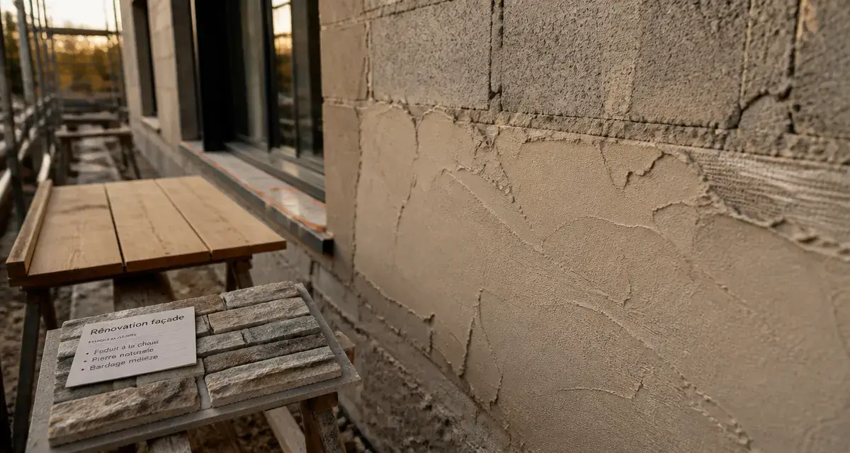 Solutions rénover ou embellir façade : chantier de rénovation de façade, enduit et bardage
