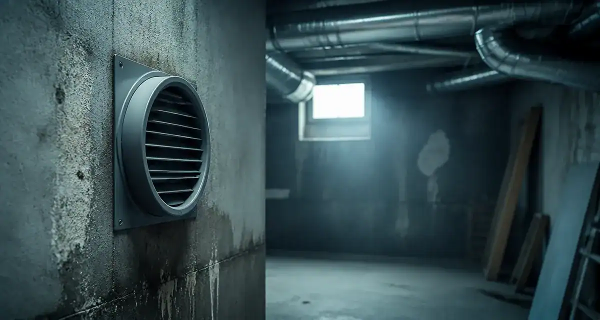 ventilation mecanique sous sol bouche extraction mur beton