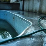 Vider une piscine avec un tuyau : siphon de piscine en cours