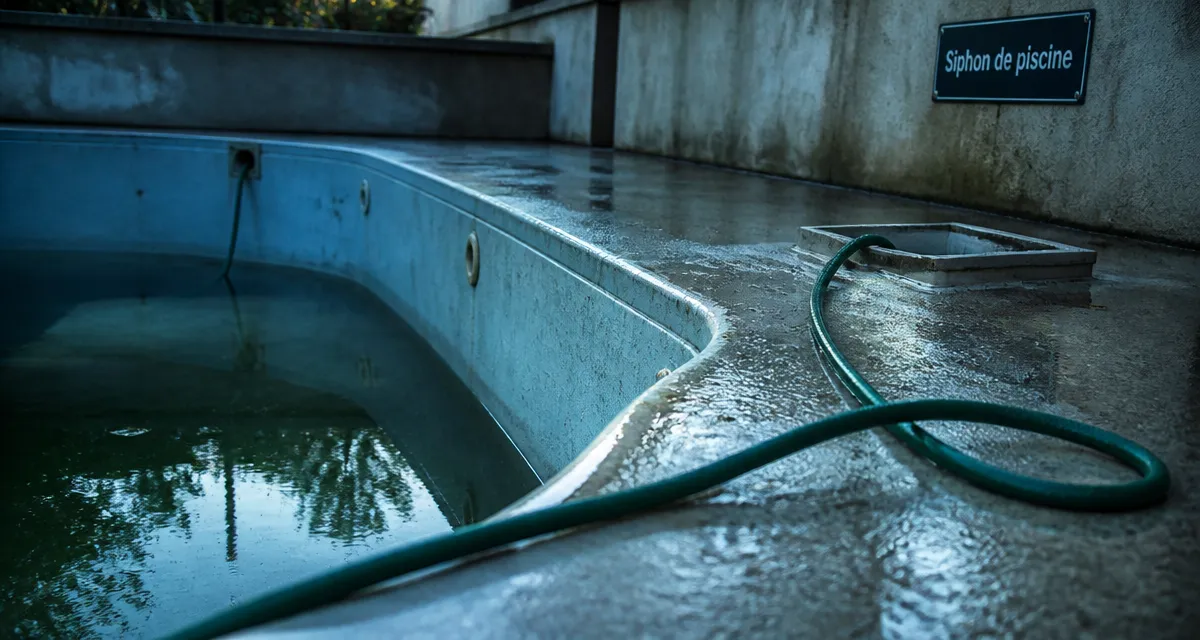 Vider une piscine avec un tuyau : siphon de piscine en cours