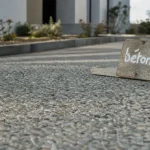 béton lavé : allée en pierre, granulats visibles