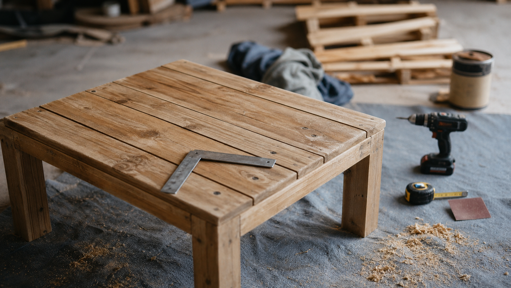 Bois de palette meuble poncé pour meuble durable