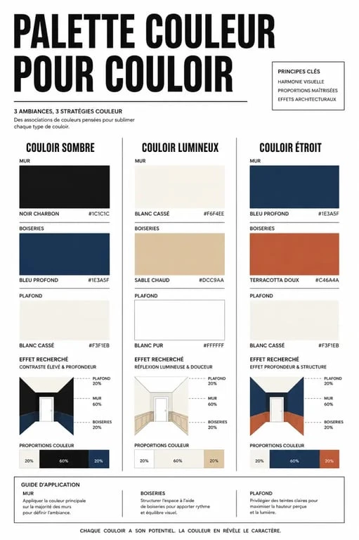 Palette de couleurs de peinture pour couloir selon la luminosité et la largeur