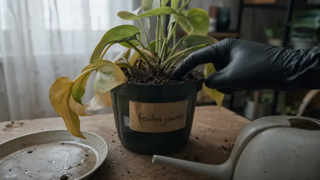 Feuilles qui jaunissent : comment distinguer trop d’eau, manque de lumière ou carence ?