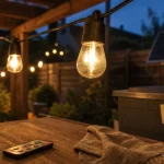 Guirlandes solaires extérieures : ampoules vintage sous pergola