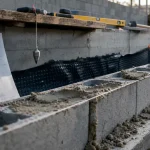 Monter un mur en parpaing : rang de parpaings sur semelle béton