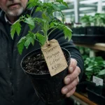 Plant tomate en pot en jardinerie