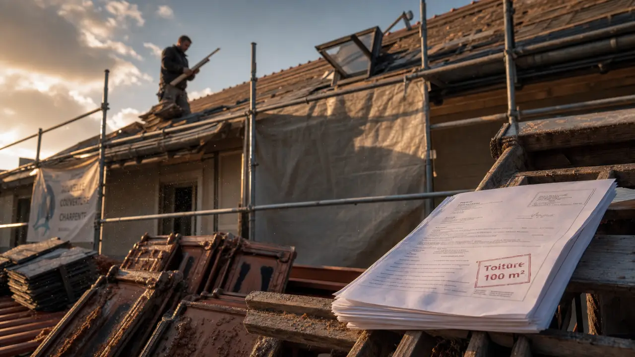 Prix d une toiture 100m2 : rénovation complète de toiture, échafaudage et tuiles déposées
