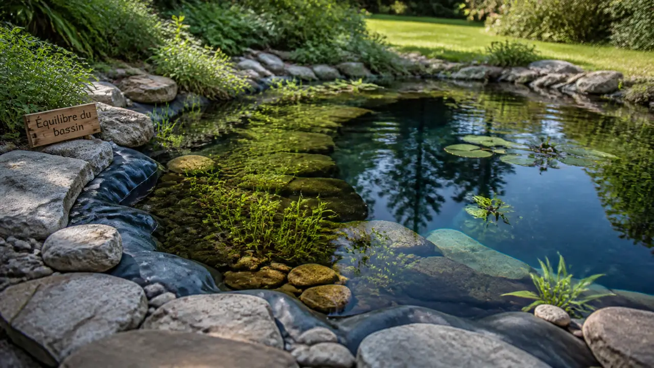 Aménagement bassin jardin : bassin en trois zones, eau claire et plantes