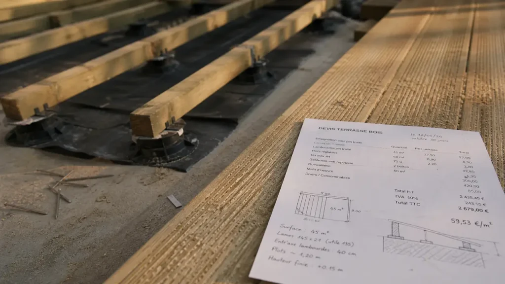 Terrasse bois à 110 €/m², mais le support peut faire grimper le devis