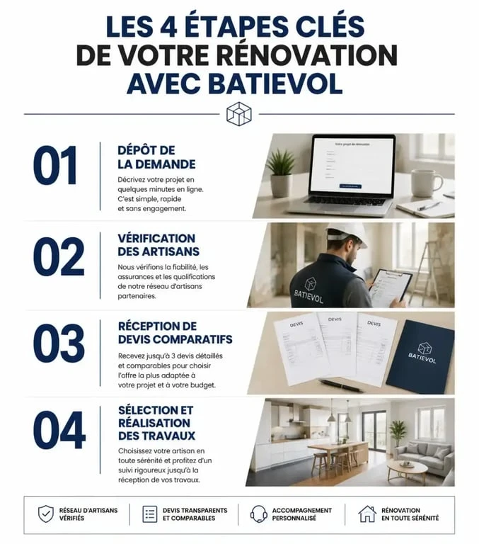 Processus de rénovation maison avec Batievol : étapes de sélection des artisans