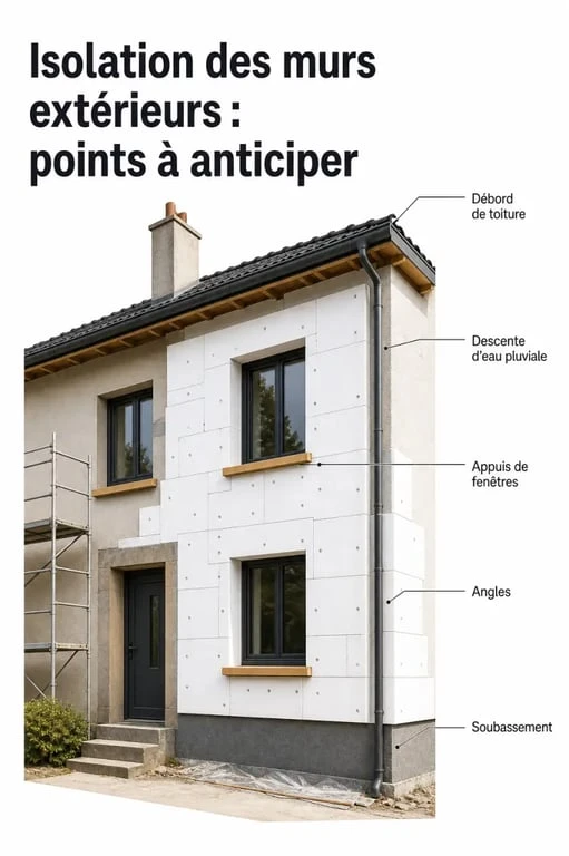 Isolation thermique murs exterieurs : points singuliers à anticiper avant les travaux