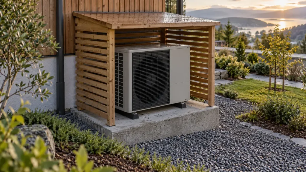 Abri pompe à chaleur : protéger l’unité sans étouffer la ventilation