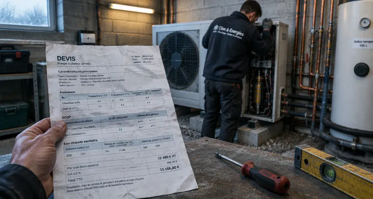 Devis pompe à chaleur air eau : estimation en chaufferie