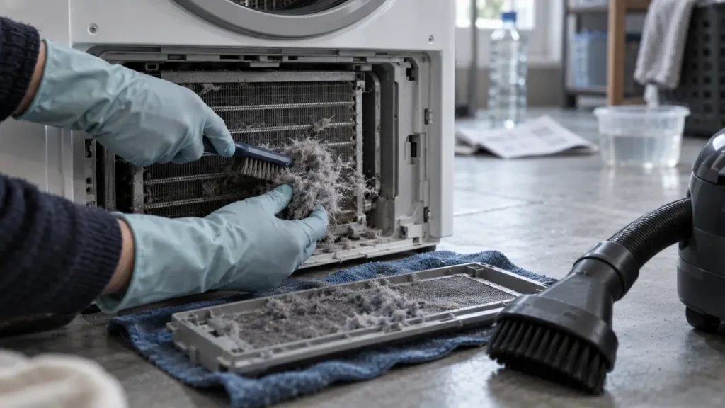 Nettoyage du condenseur d’un sèche-linge à pompe à chaleur : la méthode sûre pour éviter les ailettes pliées